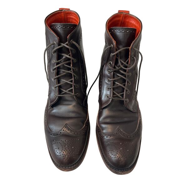 Allen Edmonds 9.5 EEE DALTON Brown Chocolate Wingtip Boots 9.5 3E - Picture 2 of 9